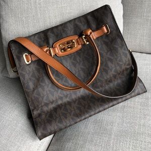 MICHAEL KORS Hamilton Brown monogram satchel LARGE